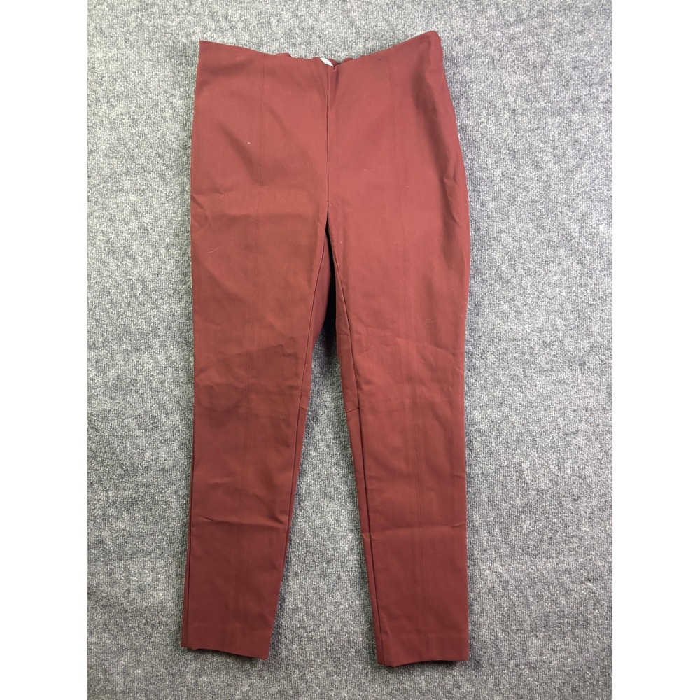 MM.LaFleur Foster Pants‎ Womens +1 Rust Claret Slim Leg Side Zip Seamed Front